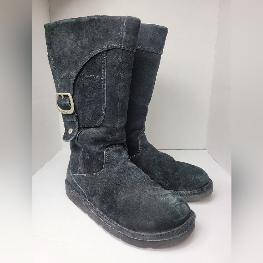 UGG Cargo III 3 Buckle Side Zip Suede Sheepskin Boot Shoes Size 8